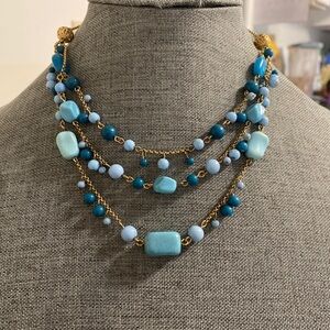 Avon Multi Strand Blue Beaded necklace